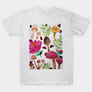 Forest mushrooms and ladybugs T-Shirt